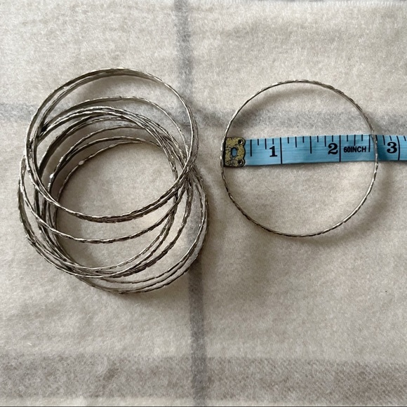 Bundle of 11 Silver Tone Bangles Bracelets - Picture 4 of 5